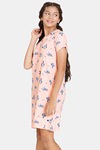 Zivame Girls Chasing Tails Knit Cotton Knee Length Nightdress - Seashell Pink — thumbnail 2
